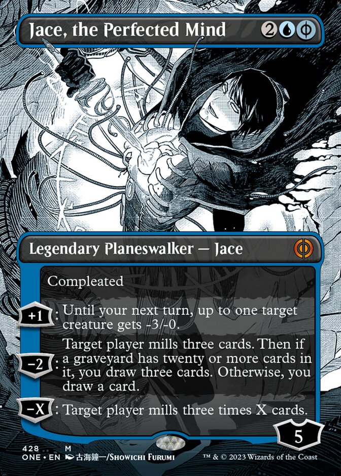 Jace, the Perfected Mind (Borderless Manga Step-and-Compleat Foil) [Phyrexia: All Will Be One] | Game Master's Emporium (The New GME)