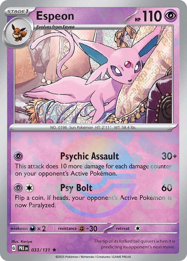 Espeon (033/131) (Poke Ball Pattern) [Scarlet & Violet: Prismatic Evolutions] | Game Master's Emporium (The New GME)