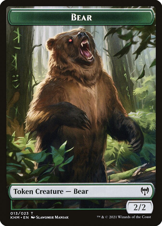 Elf Warrior // Bear Double-Sided Token [Kaldheim Tokens] | Game Master's Emporium (The New GME)