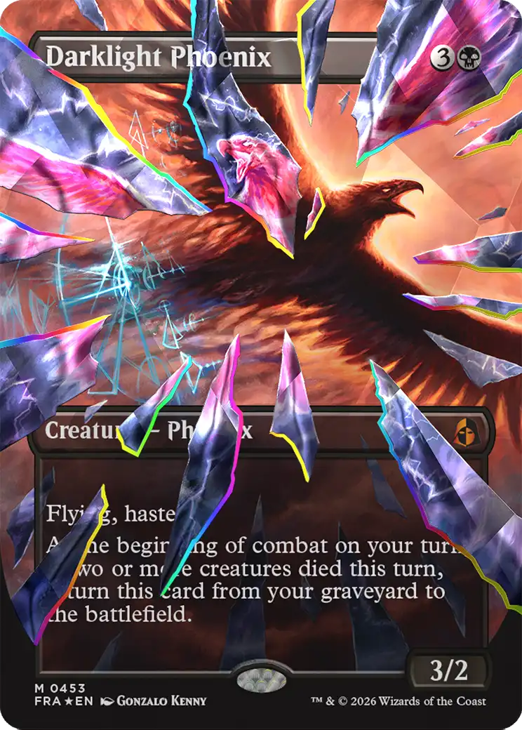 Darklight Phoenix (Borderless) (Facet Foil) (0453) [Reality Fracture] | Game Master's Emporium (The New GME)