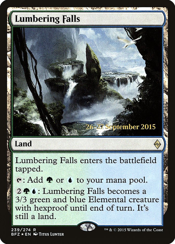 Lumbering Falls [Battle for Zendikar Prerelease Promos] | Game Master's Emporium (The New GME)