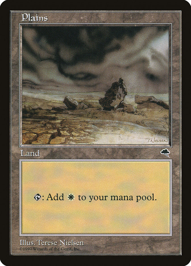 Plains (Black Signature on White Background) [Tempest] | Game Master's Emporium (The New GME)