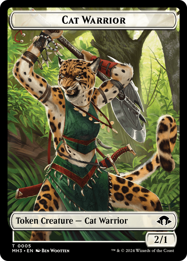 Cat Warrior // Energy Reserve Double-Sided Token [Modern Horizons 3 Tokens] | Game Master's Emporium (The New GME)