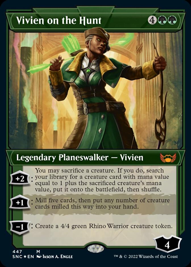 Vivien on the Hunt (Showcase Art Deco Foil Etched) [Streets of New Capenna] | Game Master's Emporium (The New GME)
