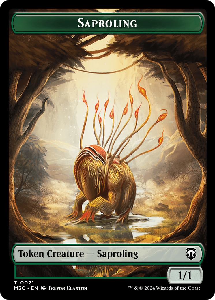 Tarmogoyf (Ripple Foil) // Saproling Double-Sided Token [Modern Horizons 3 Commander Tokens] | Game Master's Emporium (The New GME)
