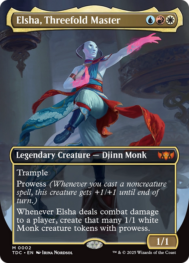 Elsha, Threefold Master (Borderless) [Tarkir: Dragonstorm Commander] | Game Master's Emporium (The New GME)