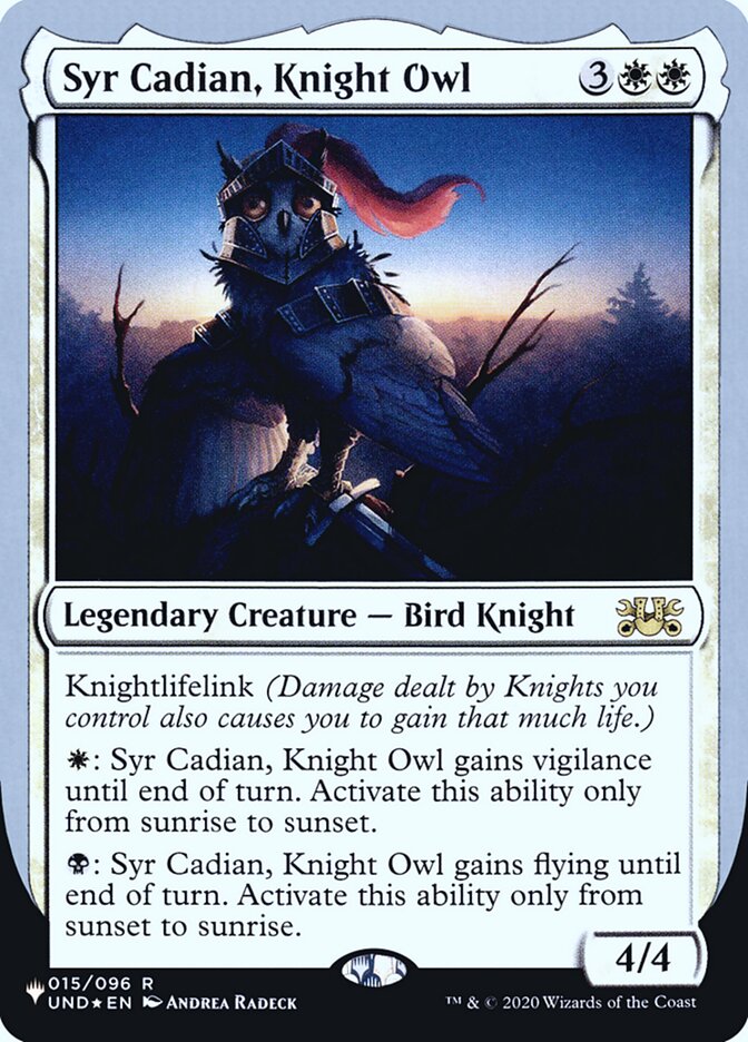 Syr Cadian, Knight Owl (Unfinity Foil Edition) [The List] | Game Master's Emporium (The New GME)