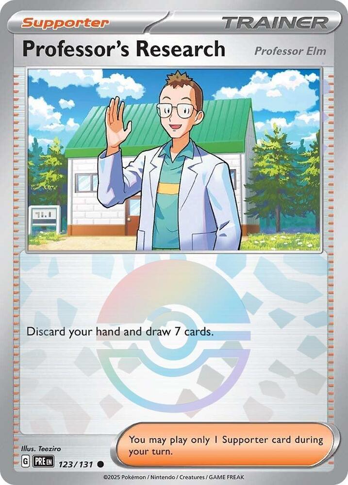 Professor's Research (123/131) [Professor Elm] (Poke Ball Pattern) [Scarlet & Violet: Prismatic Evolutions] | Game Master's Emporium (The New GME)