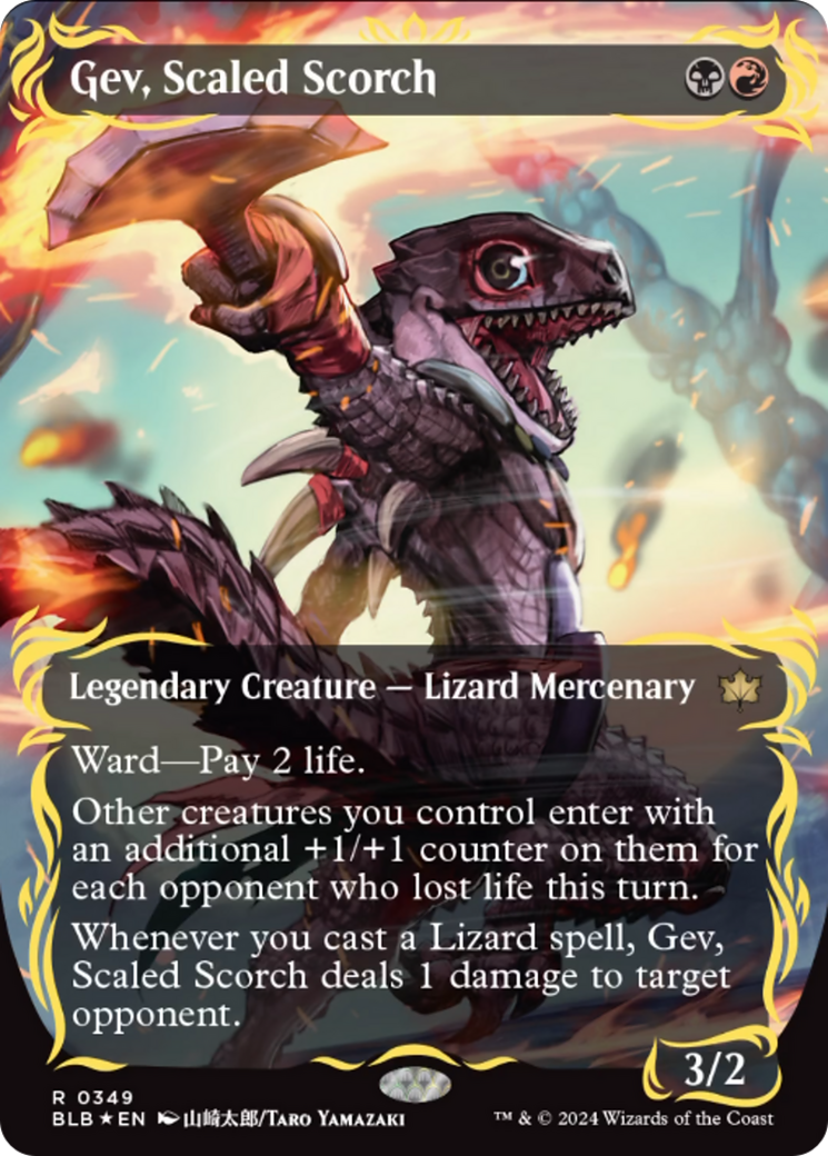 Gev, Scaled Scorch (Borderless) (Raised Foil) [Bloomburrow] | Game Master's Emporium (The New GME)