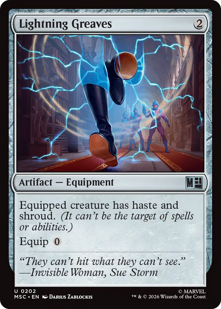 Lightning Greaves (Surge Foil) [Marvel Super Heroes Commander] | Game Master's Emporium (The New GME)