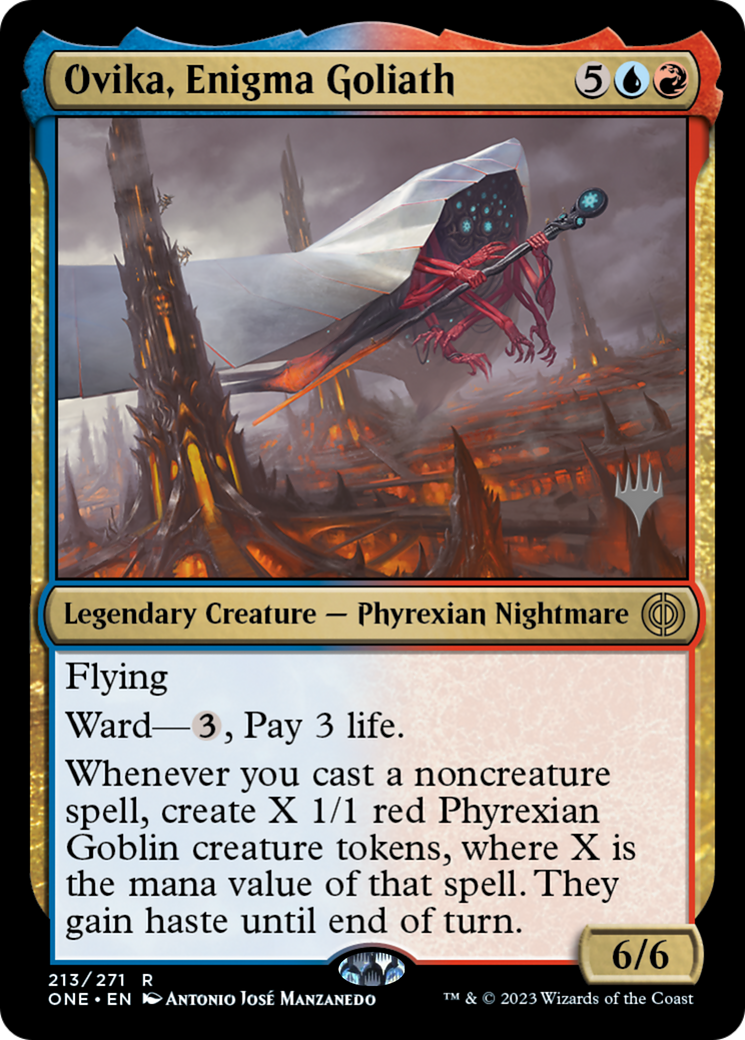 Ovika, Enigma Goliath (Promo Pack) [Phyrexia: All Will Be One Promos] | Game Master's Emporium (The New GME)
