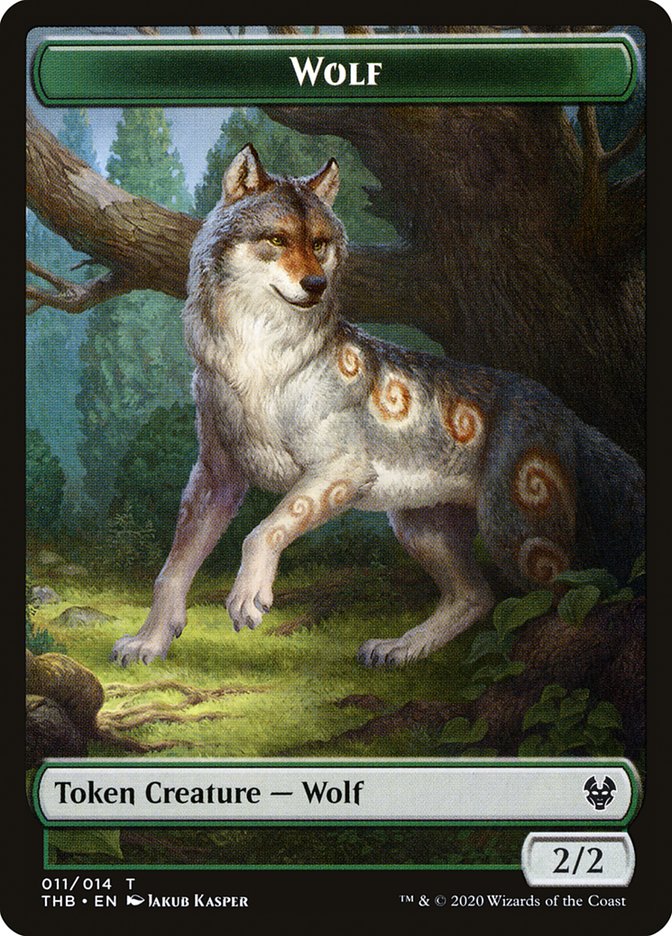 Human Soldier // Wolf Double-Sided Token [Theros Beyond Death Tokens] | Game Master's Emporium (The New GME)