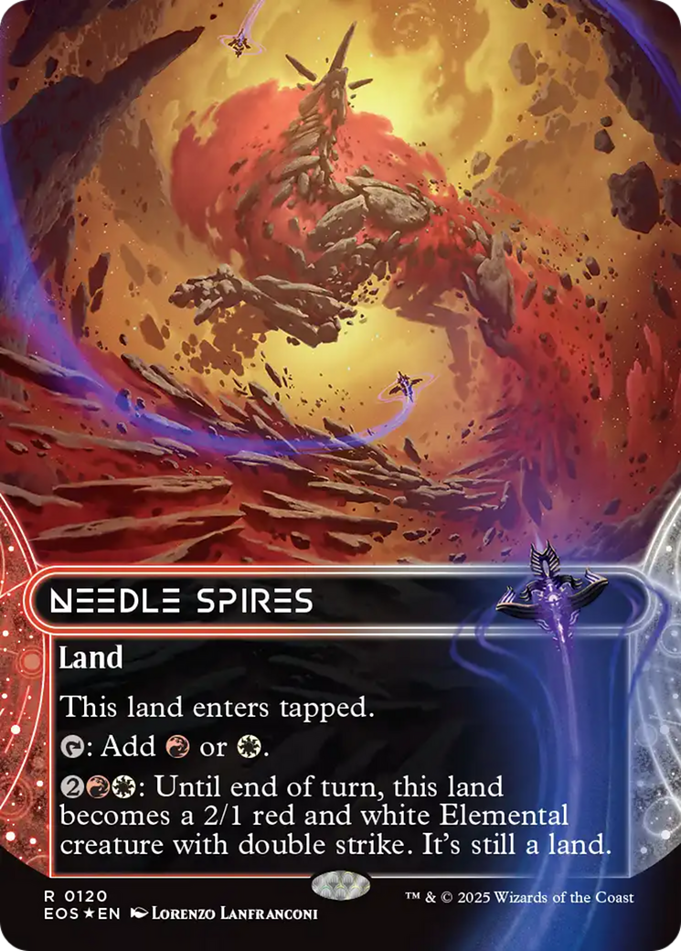 Needle Spires (0120) (Borderless) (Galaxy Foil) [Edge of Eternities: Stellar Sights] | Game Master's Emporium (The New GME)
