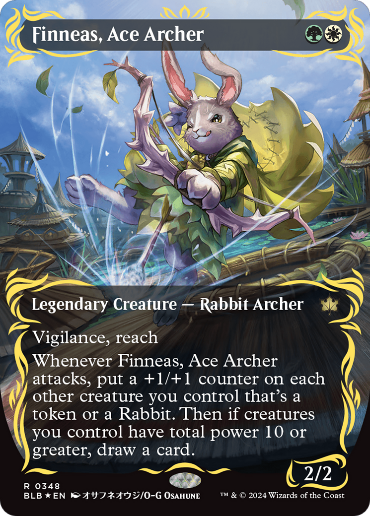 Finneas, Ace Archer (Borderless) (Raised Foil) [Bloomburrow] | Game Master's Emporium (The New GME)