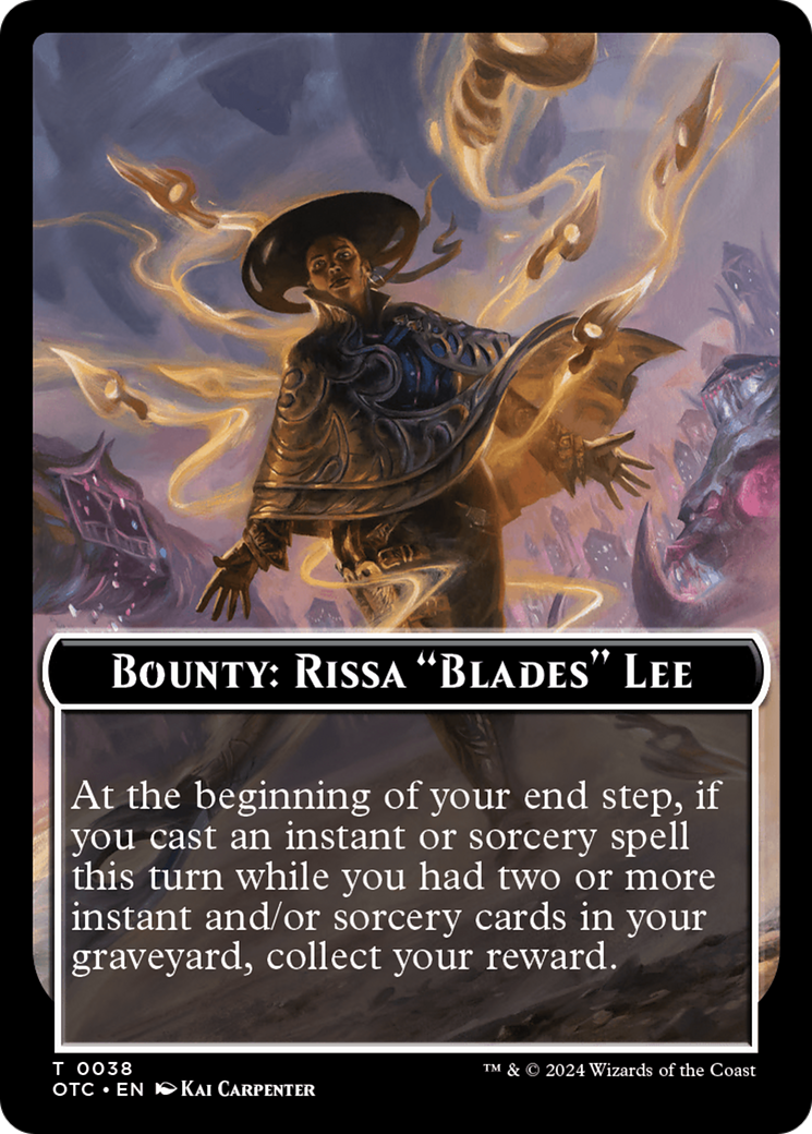 Bounty: Rissa "Blades" Lee // Bounty Rules Double-Sided Token [Outlaws of Thunder Junction Commander Tokens] | Game Master's Emporium (The New GME)