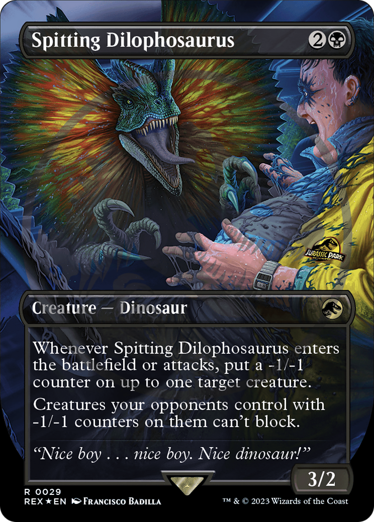 Spitting Dilophosaurus (Emblem) (Borderless) [Jurassic World Collection Tokens] | Game Master's Emporium (The New GME)