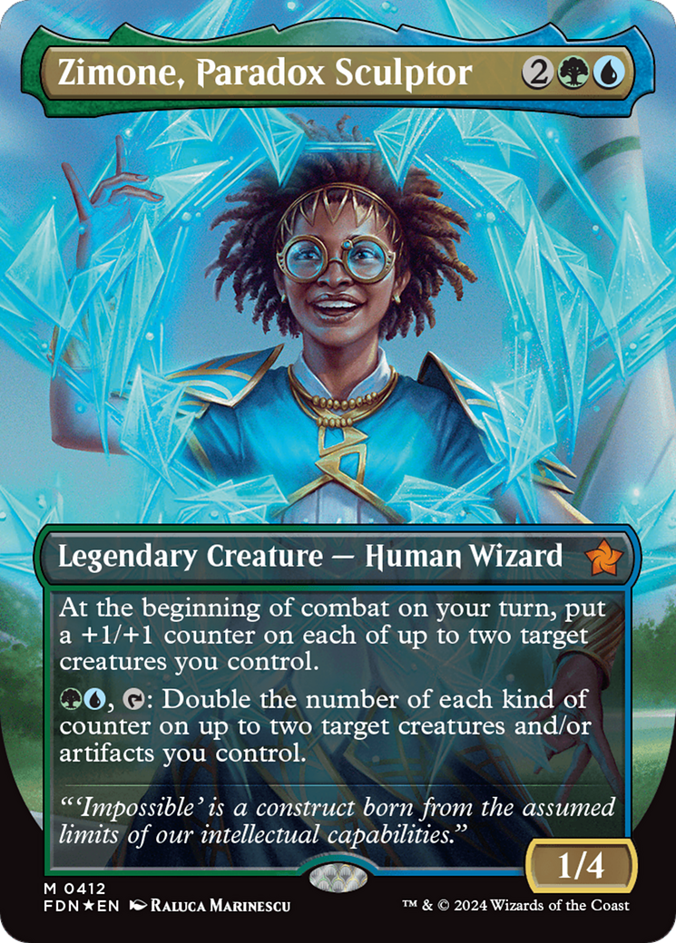 Zimone, Paradox Sculptor (Borderless) (Mana Foil) [Foundations] | Game Master's Emporium (The New GME)