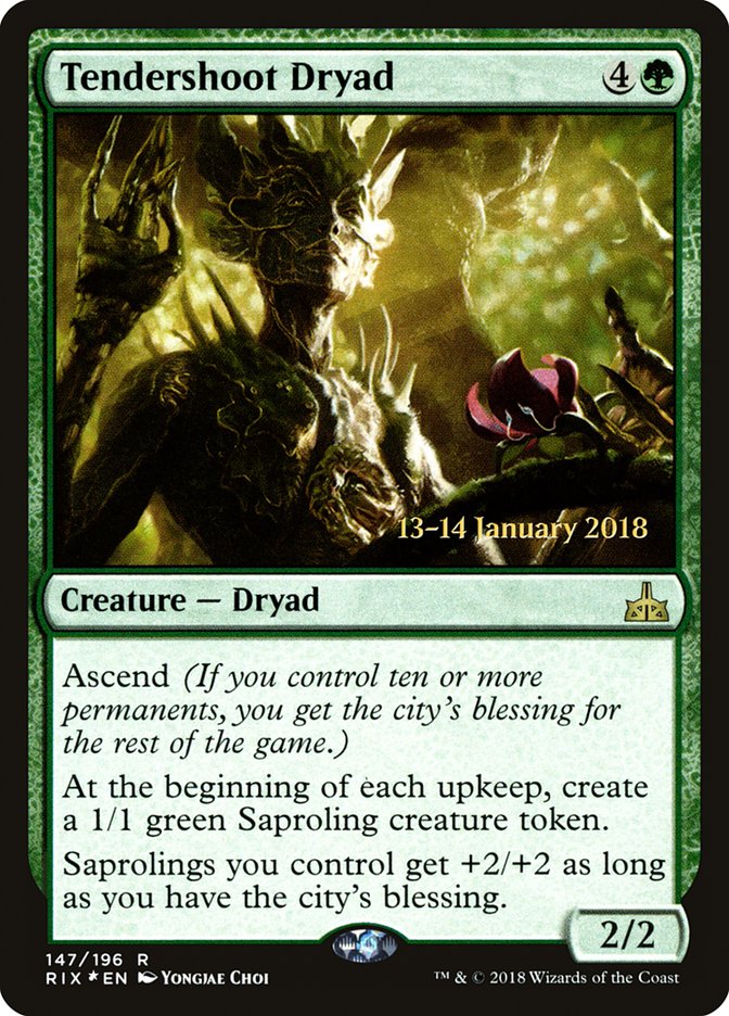 Tendershoot Dryad [Rivals of Ixalan Prerelease Promos] | Game Master's Emporium (The New GME)