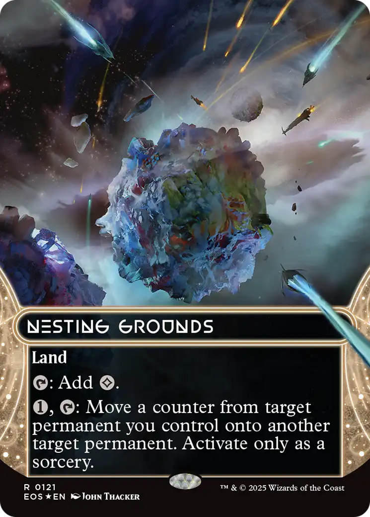 Nesting Grounds (0121) (Borderless) (Galaxy Foil) [Edge of Eternities: Stellar Sights] | Game Master's Emporium (The New GME)