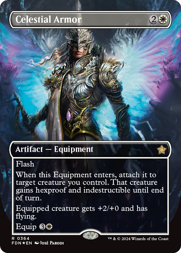 Celestial Armor (Borderless) (Mana Foil) [Foundations] | Game Master's Emporium (The New GME)