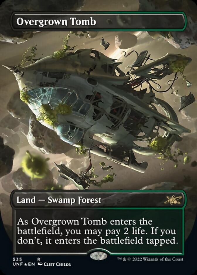 Overgrown Tomb (Borderless) (Galaxy Foil) [Unfinity] | Game Master's Emporium (The New GME)