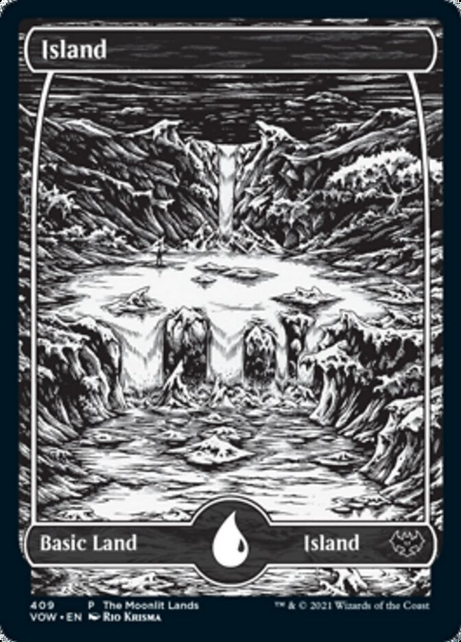Island (The Moonlit Lands) (Foil Etched) [Innistrad: Crimson Vow Promos] | Game Master's Emporium (The New GME)