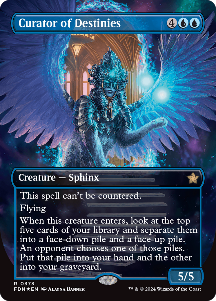 Curator of Destinies (Borderless) (Mana Foil) [Foundations] | Game Master's Emporium (The New GME)