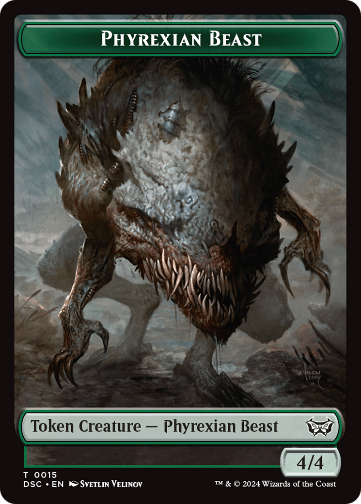 Phyrexian Beast //Manifest Double-Sided Token [Duskmourn: House of Horror Commander Tokens] | Game Master's Emporium (The New GME)