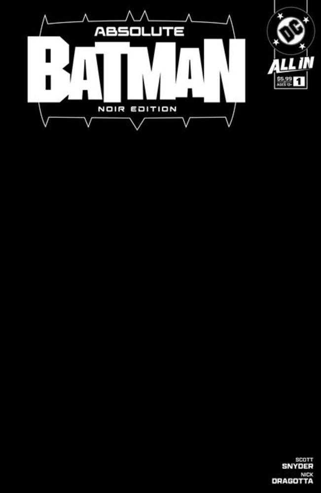 Absolute Batman Noir Edition #1 (One Shot) Cover B Black Blank Card Stock Variant | Game Master's Emporium (The New GME)