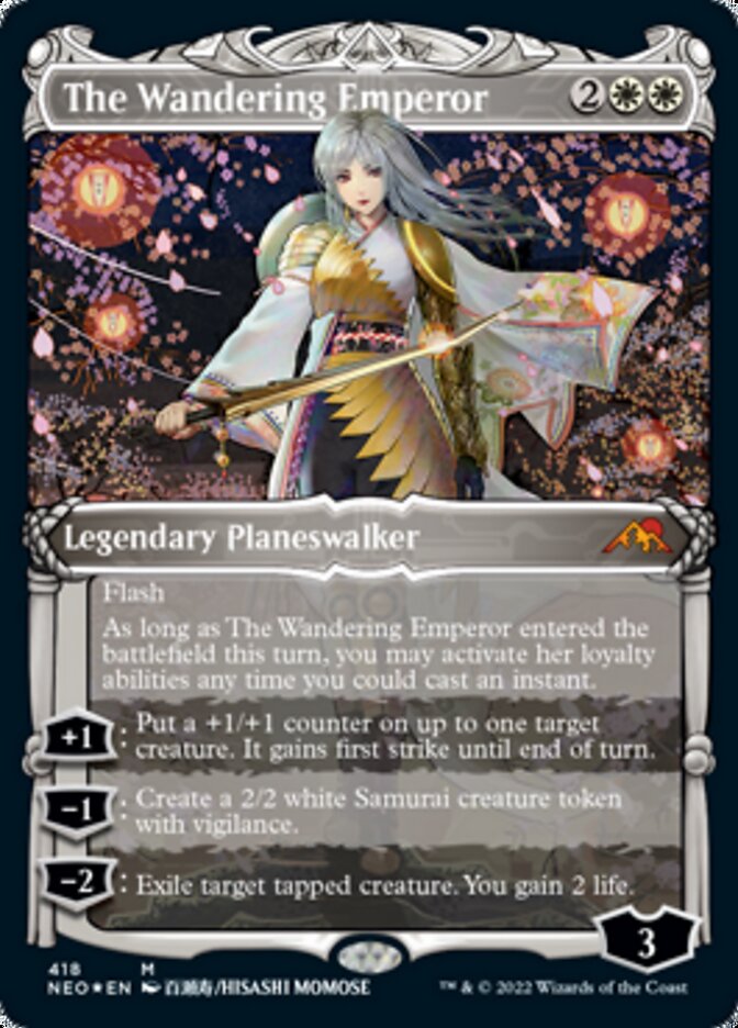 The Wandering Emperor (Showcase) (Foil Etched) [Kamigawa: Neon Dynasty] | Game Master's Emporium (The New GME)