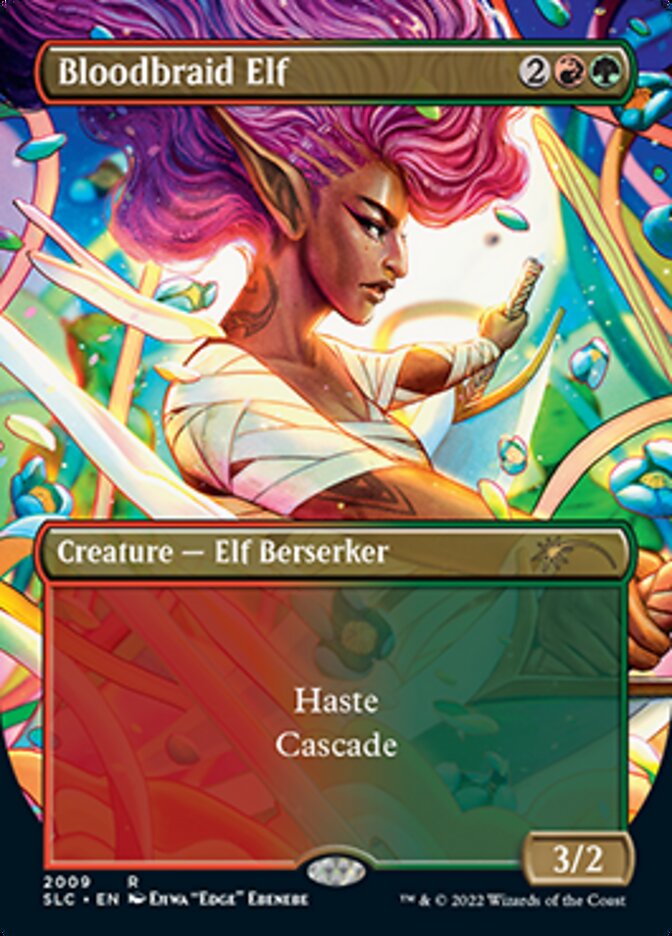 Bloodbraid Elf (Borderless Alternate Art) [Secret Lair Countdown Kit] | Game Master's Emporium (The New GME)