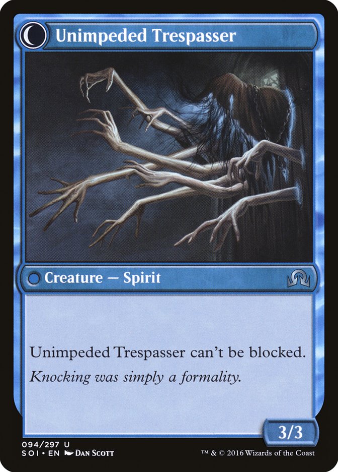 Uninvited Geist // Unimpeded Trespasser [Shadows over Innistrad] | Game Master's Emporium (The New GME)