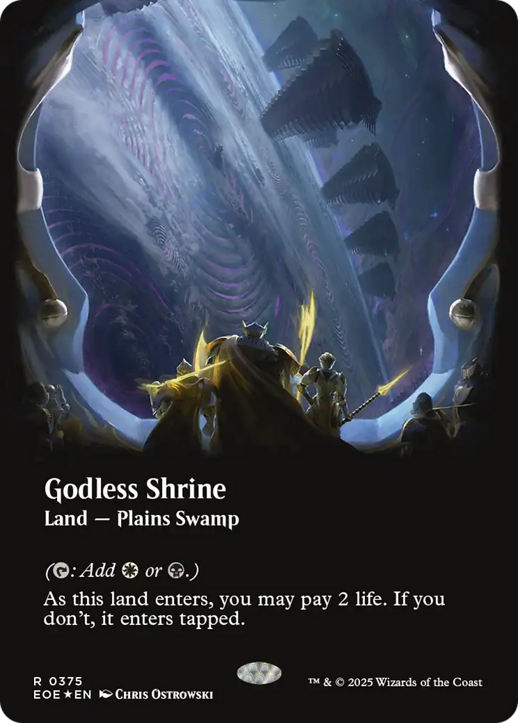 Godless Shrine (Borderless) (Galaxy Foil) [Edge of Eternities] | Game Master's Emporium (The New GME)