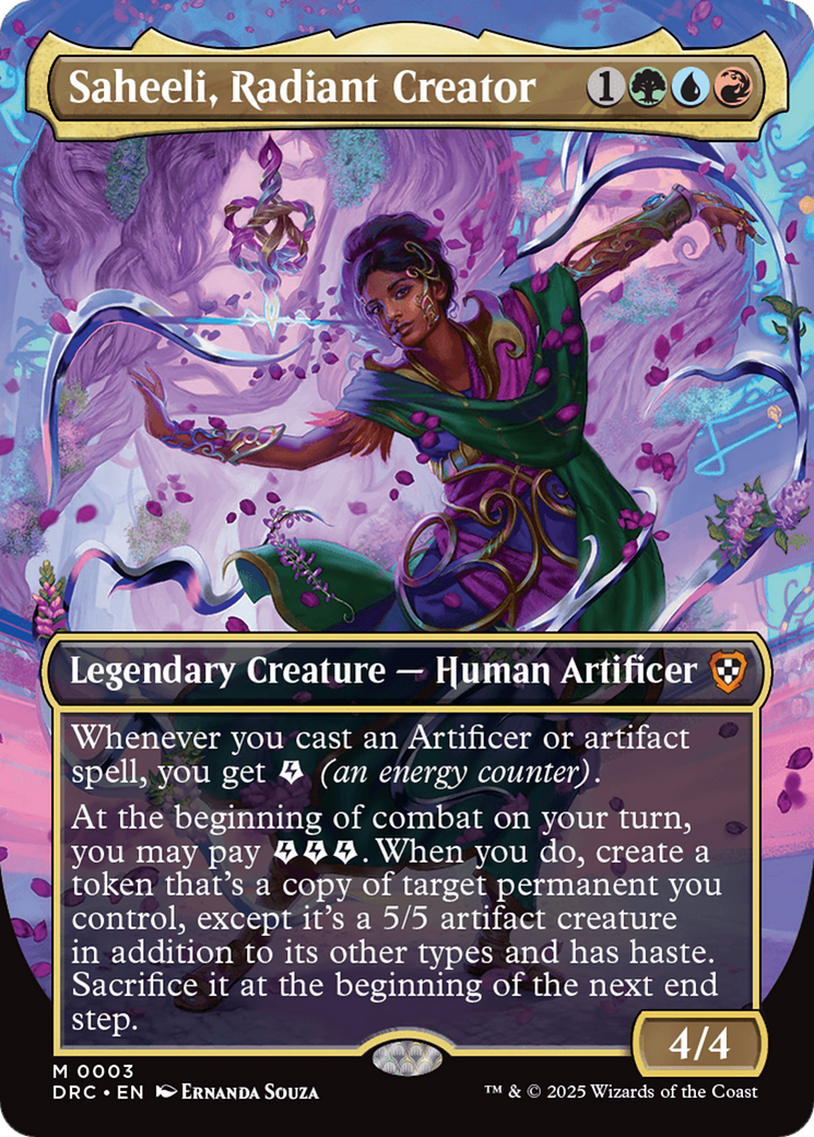 Saheeli, Radiant Creator (Borderless) [Aetherdrift Commander] | Game Master's Emporium (The New GME)