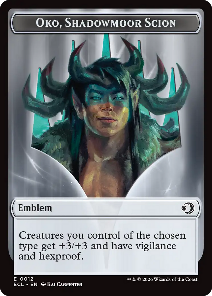 Elk // Emblem - Oko, Shadowmoor Scion Double-Sided Token [Lorwyn Eclipsed Tokens] | Game Master's Emporium (The New GME)