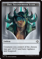 Elk // Emblem - Oko, Shadowmoor Scion Double-Sided Token [Lorwyn Eclipsed Tokens] | Game Master's Emporium (The New GME)