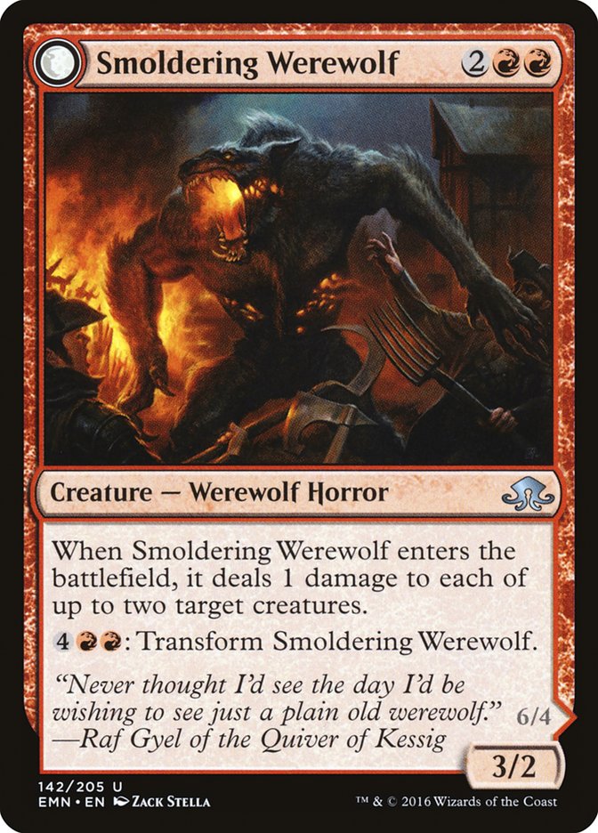 Smoldering Werewolf // Erupting Dreadwolf [Eldritch Moon] | Game Master's Emporium (The New GME)