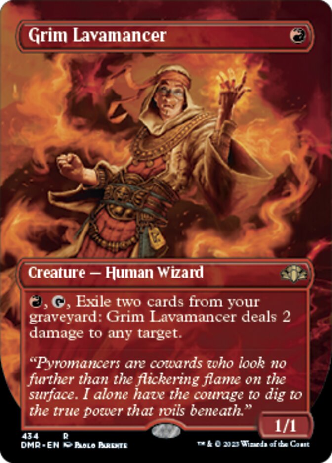Grim Lavamancer (Borderless Alternate Art) [Dominaria Remastered] | Game Master's Emporium (The New GME)