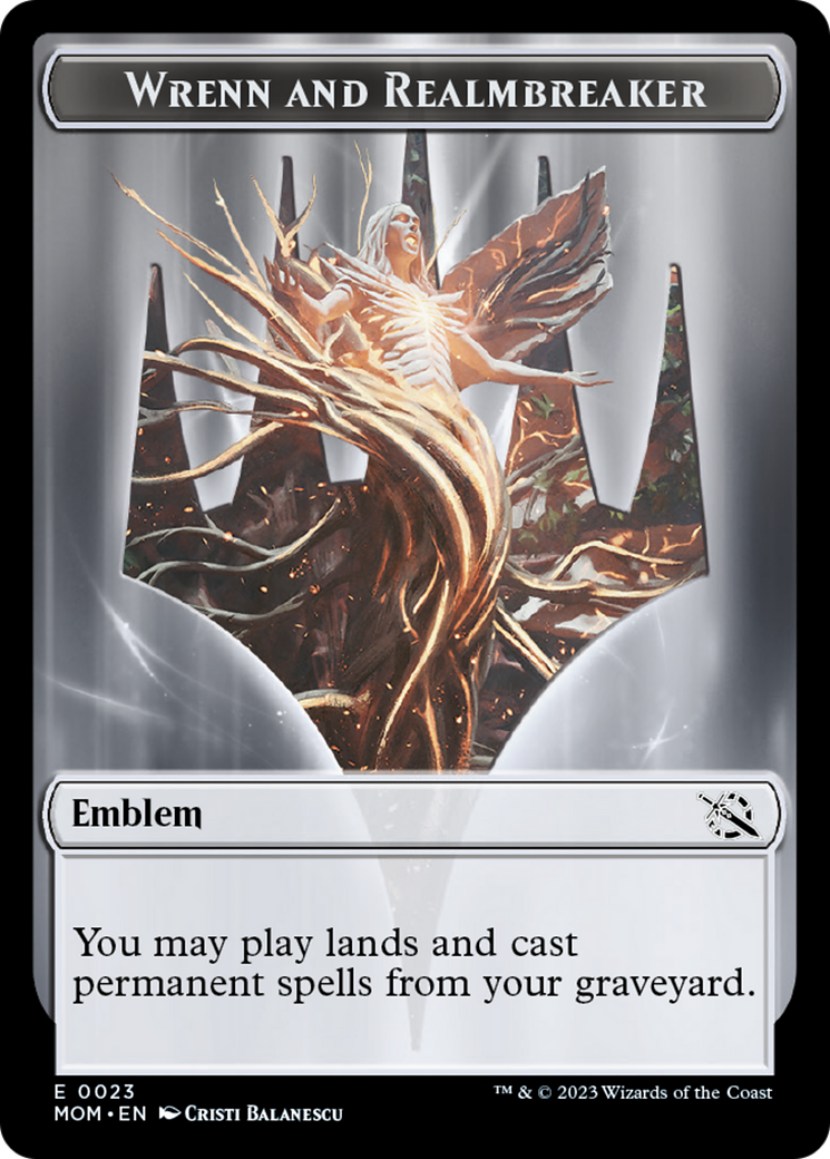Phyrexian Myr // Wrenn and Realmbreaker Emblem Double-Sided Token [March of the Machine Tokens] | Game Master's Emporium (The New GME)