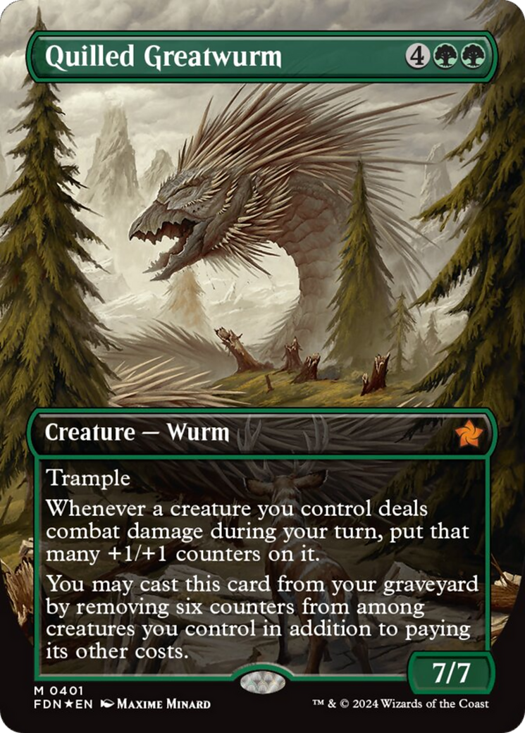 Quilled Greatwurm (Borderless) (Mana Foil) [Foundations] | Game Master's Emporium (The New GME)