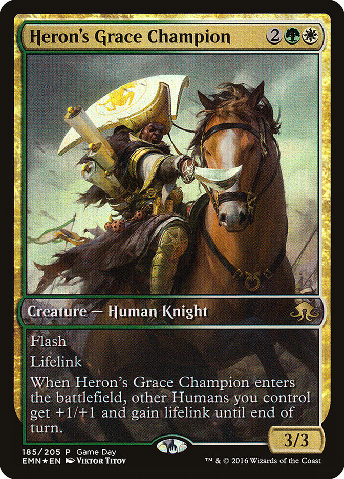 Heron's Grace Champion (Game Day) [Eldritch Moon Promos] | Game Master's Emporium (The New GME)