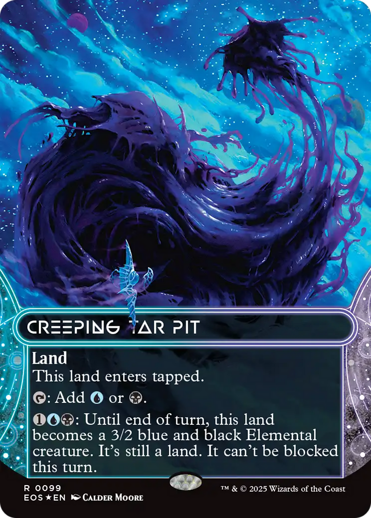 Creeping Tar Pit (0099) (Borderless) (Galaxy Foil) [Edge of Eternities: Stellar Sights] | Game Master's Emporium (The New GME)