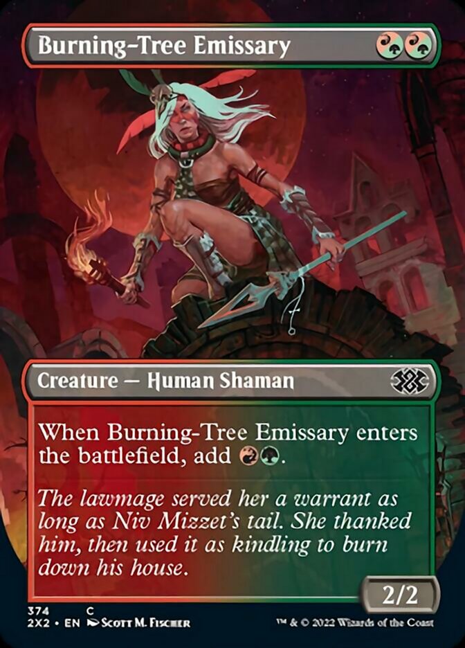 Burning-Tree Emissary (Borderless Alternate Art) [Double Masters 2022] | Game Master's Emporium (The New GME)