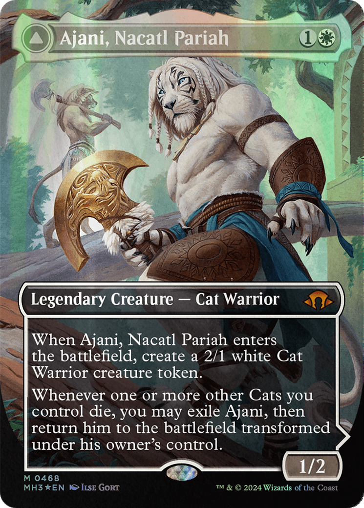 Ajani, Nacatl Pariah // Ajani, Nacatl Avenger (Borderless) (Textured Foil) [Modern Horizons 3] | Game Master's Emporium (The New GME)