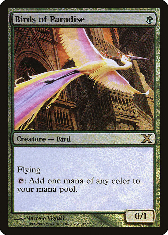 Birds of Paradise (Premium Foil) [Tenth Edition] | Game Master's Emporium (The New GME)