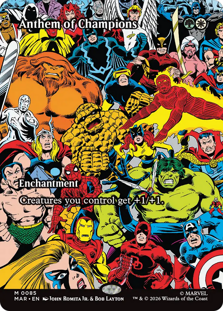 Anthem of Champions (Borderless) [Marvel Universe: Eternal-Legal] | Game Master's Emporium (The New GME)
