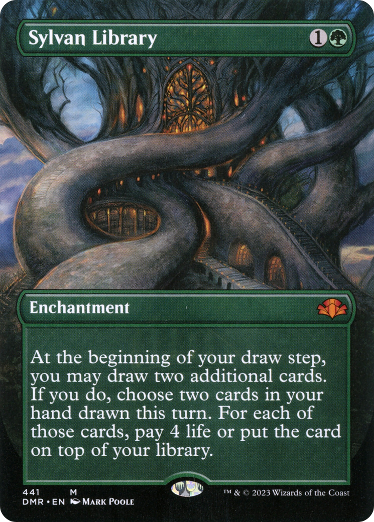 Sylvan Library (Borderless Alternate Art) [Dominaria Remastered] | Game Master's Emporium (The New GME)