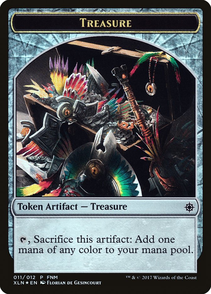 Dinosaur // Treasure Double-Sided Token [Friday Night Magic 2017] | Game Master's Emporium (The New GME)