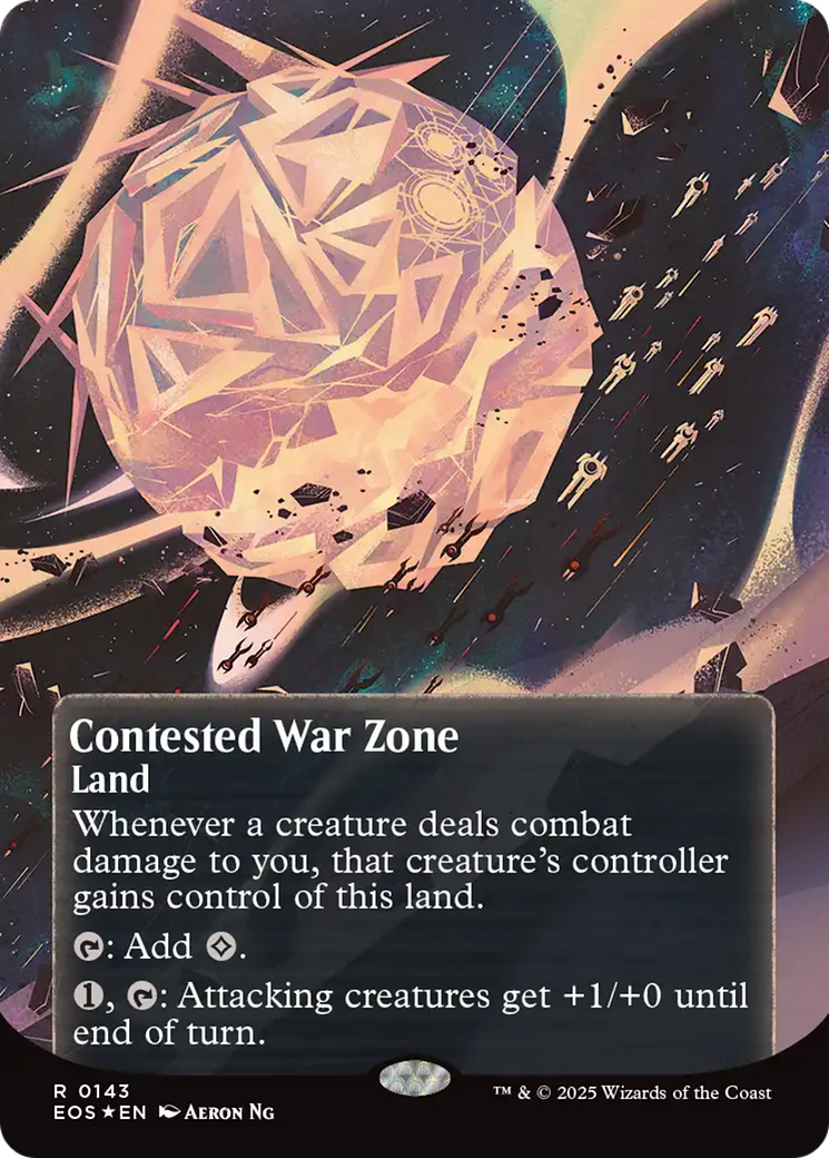 Contested War Zone (0143) (Borderless) (Galaxy Foil) [Edge of Eternities: Stellar Sights] | Game Master's Emporium (The New GME)