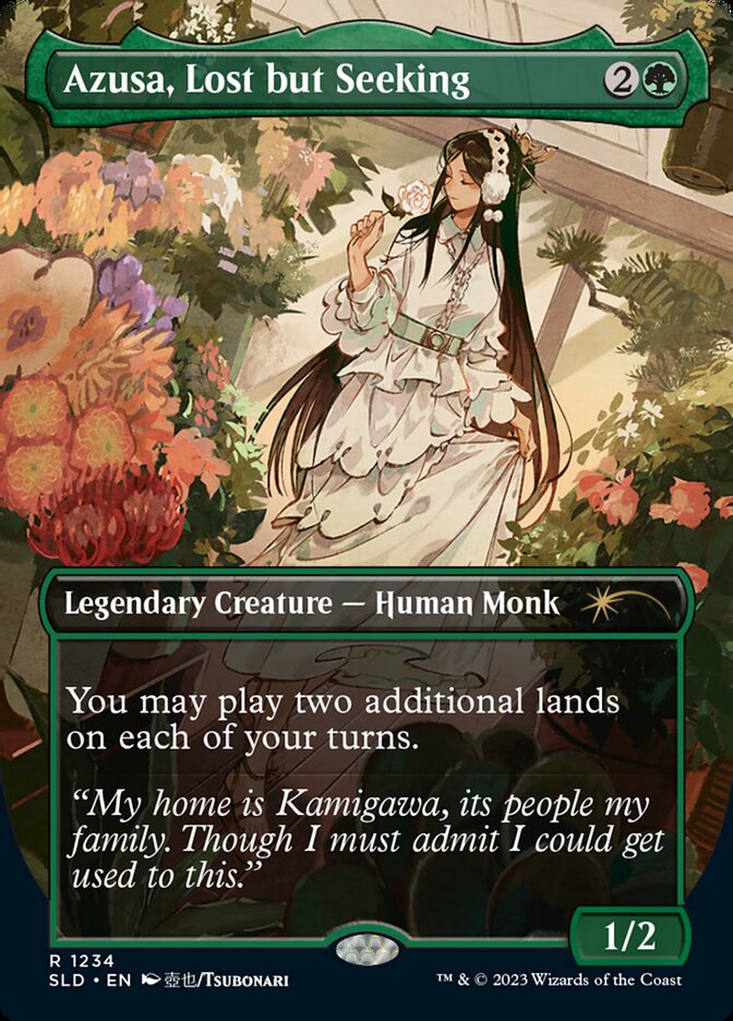 Azusa, Lost but Seeking (Borderless) [Secret Lair Drop Series] | Game Master's Emporium (The New GME)